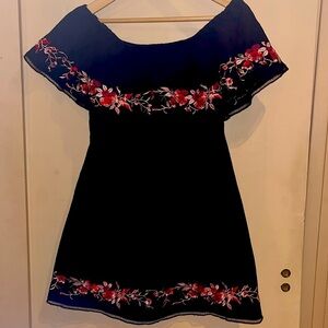 Lucy Paris mini dress off the shoulder with embroidery size small